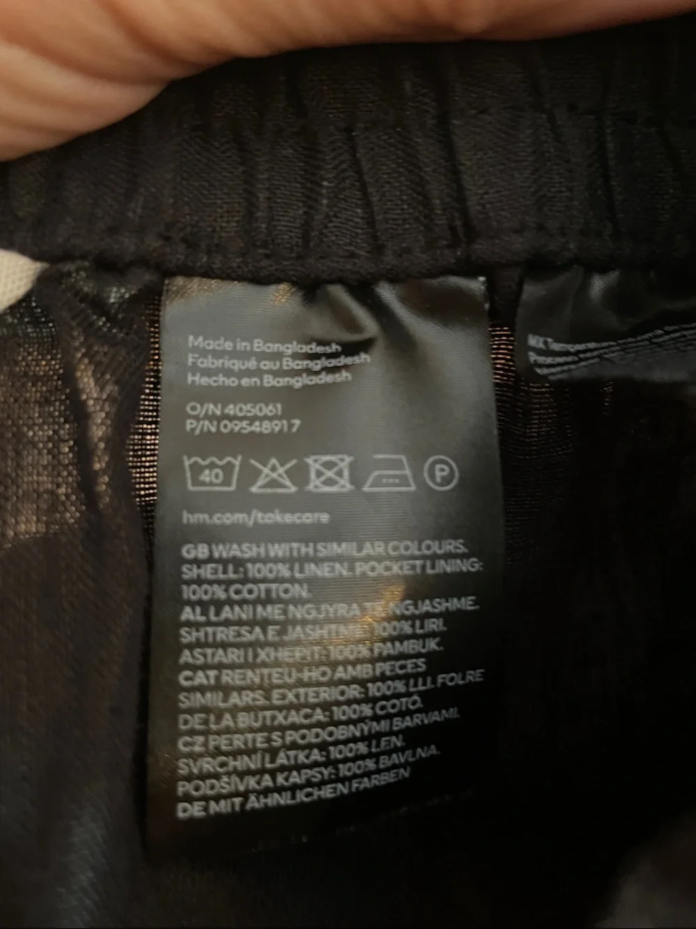 NWOT H&M Black 100% Linen Elastic / Drawstring Waist Pants S